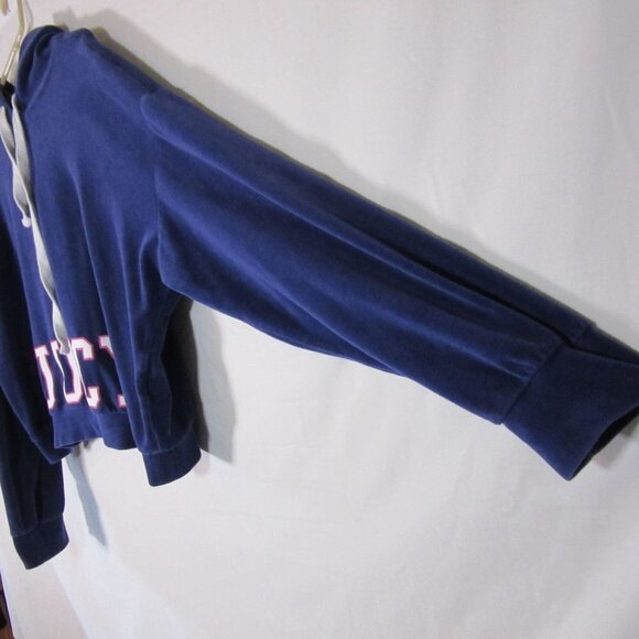 Juicy Couture Blue Velour Velvet Y2K Track Hoodie Spellout Sweatshirt - Picture 3 of 5